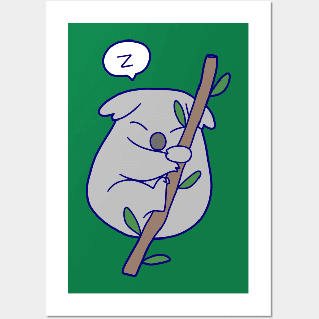 Kawaii Sleeping Koala Wall Art by saradaboru